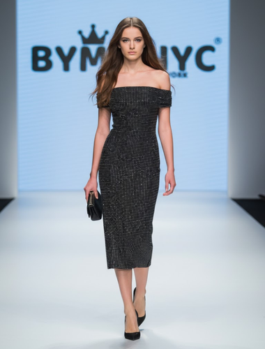 Vestido de noche midi negro GREENWICH: BYMANYC ® New York