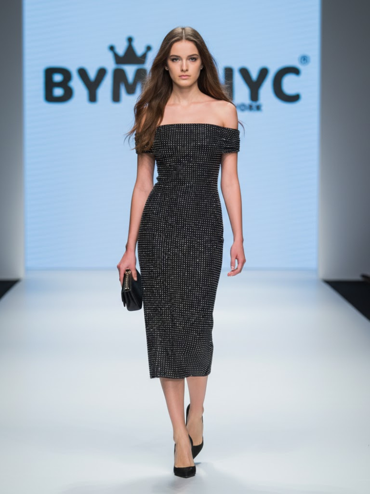 Vestido de noche midi negro GREENWICH: BYMANYC ® New York