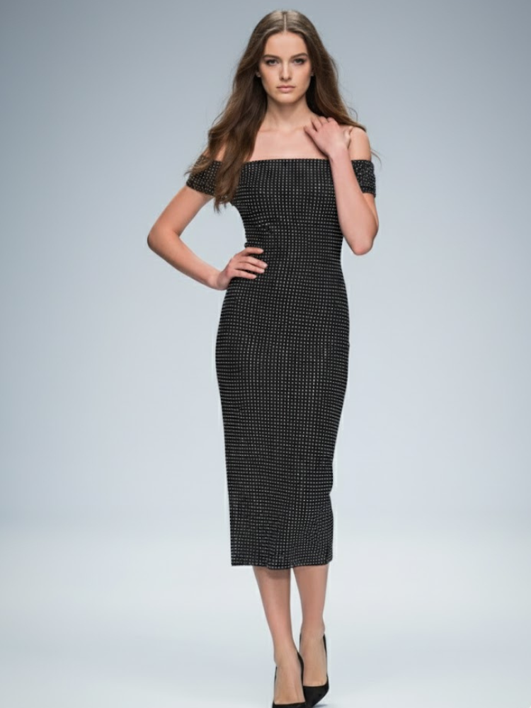 Vestido de noche midi negro GREENWICH: BYMANYC ® New York