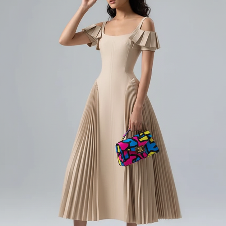 Camisole Backless Party Dress with Pleated and Patchwork Details For Women, SoHo, BYMANYC New York.-1