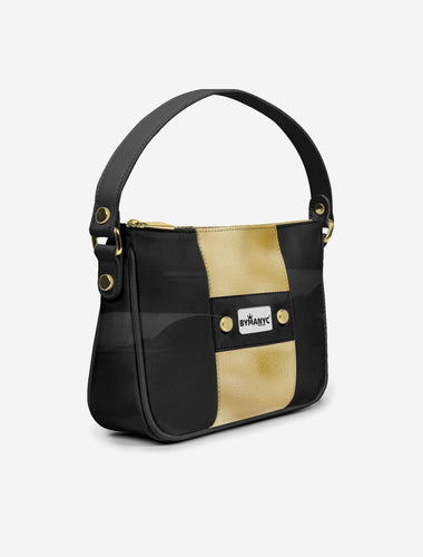 Handbag BYMANYC ® New York – Couture Vegan Vertical Band in Black & Gold Luxe-0