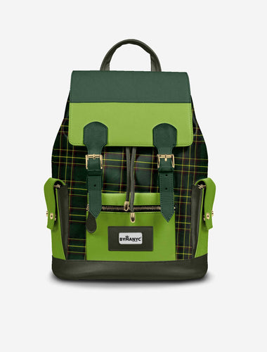 Luxury Vegan Backpack TARTAN GREEN EDGE – BYMANYC ® New York-0