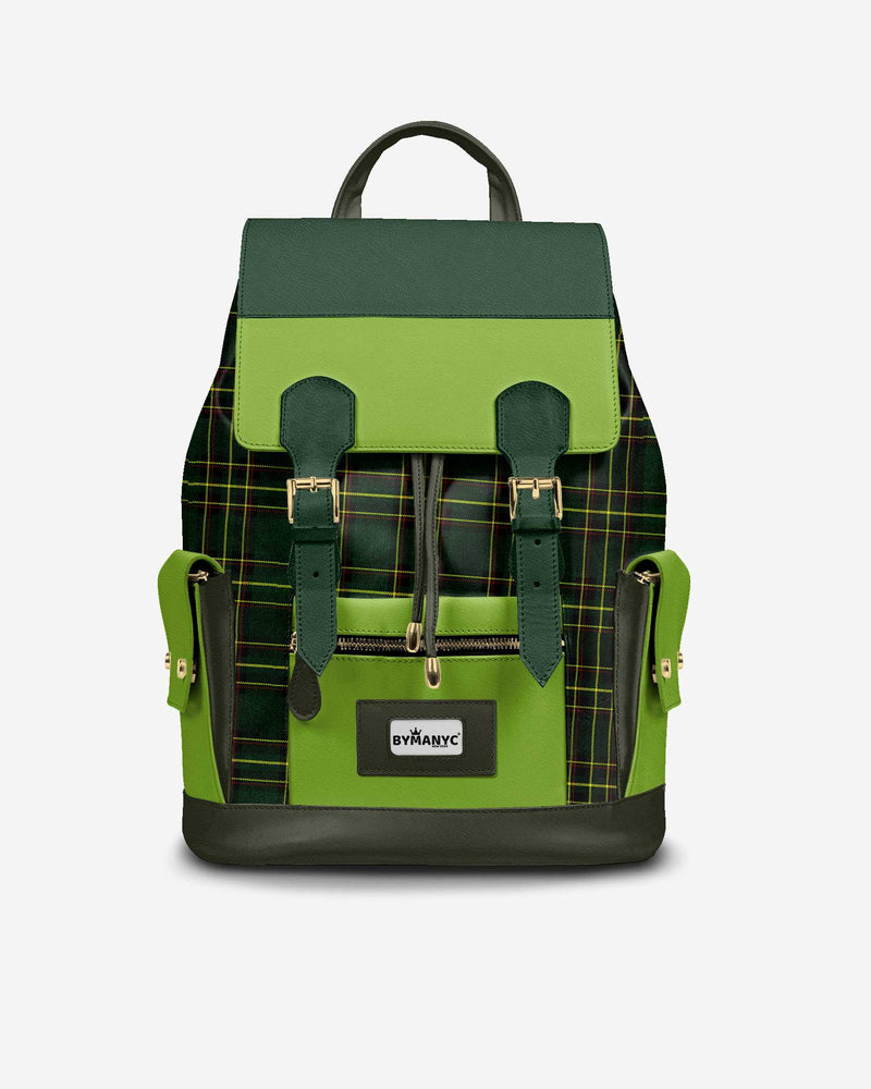 Luxury Vegan Backpack TARTAN GREEN EDGE – BYMANYC ® New York-0