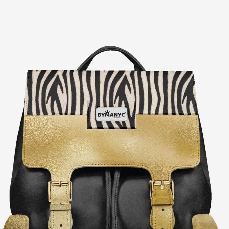 Luxury Vegan Backpack ZEBRA GOLD EDGE – BYMANYC ® New York-3