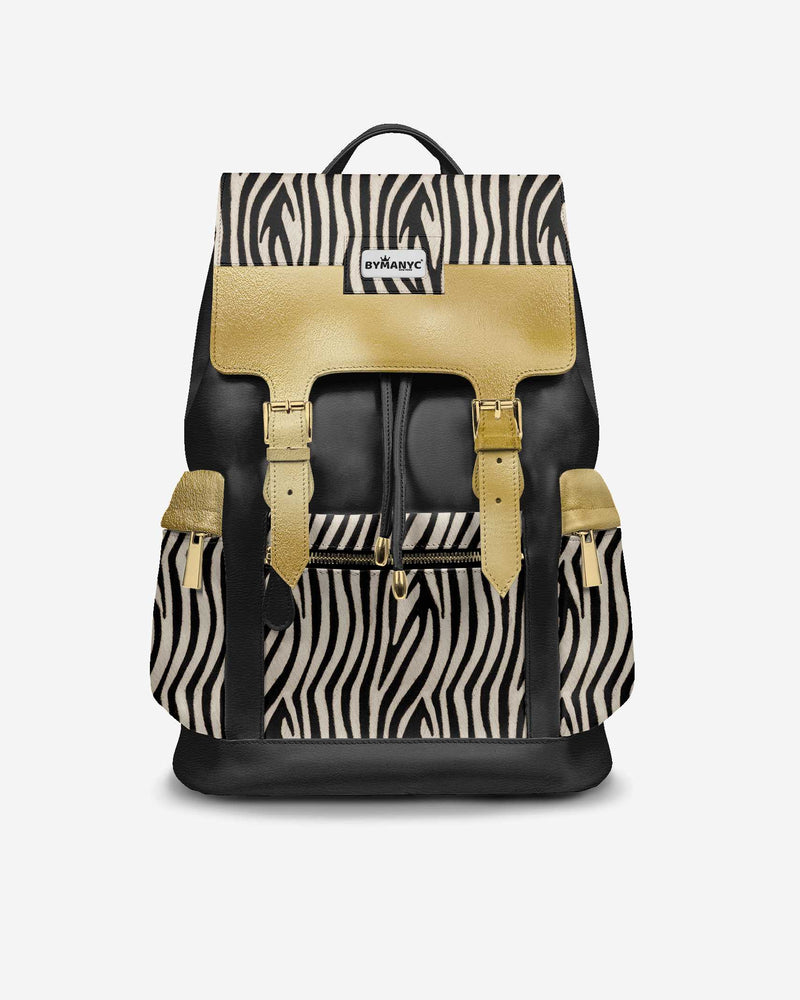 Luxury Vegan Backpack ZEBRA GOLD EDGE – BYMANYC ® New York-0