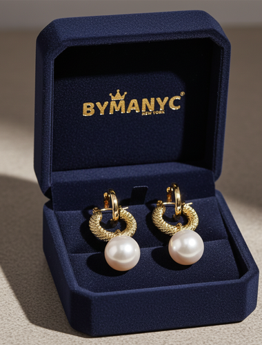 Pearl Hoop Earrings Golden Luster SOHO BYMANYC ® New York-0