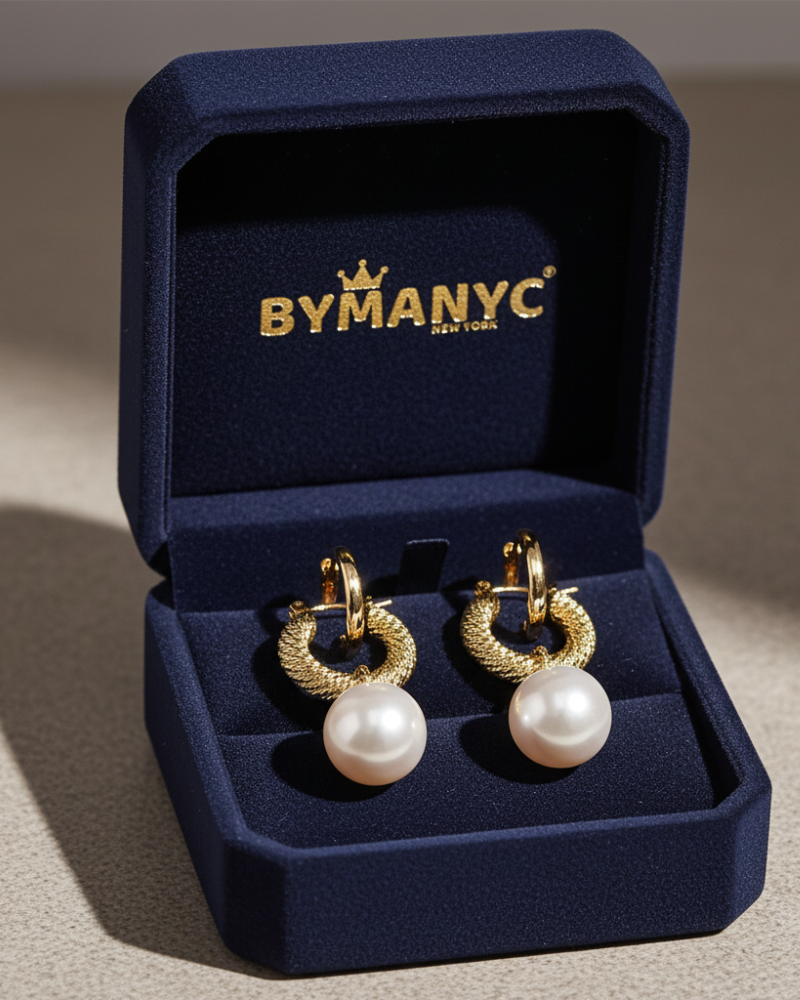 Pearl Hoop Earrings Golden Luster SOHO BYMANYC ® New York-0