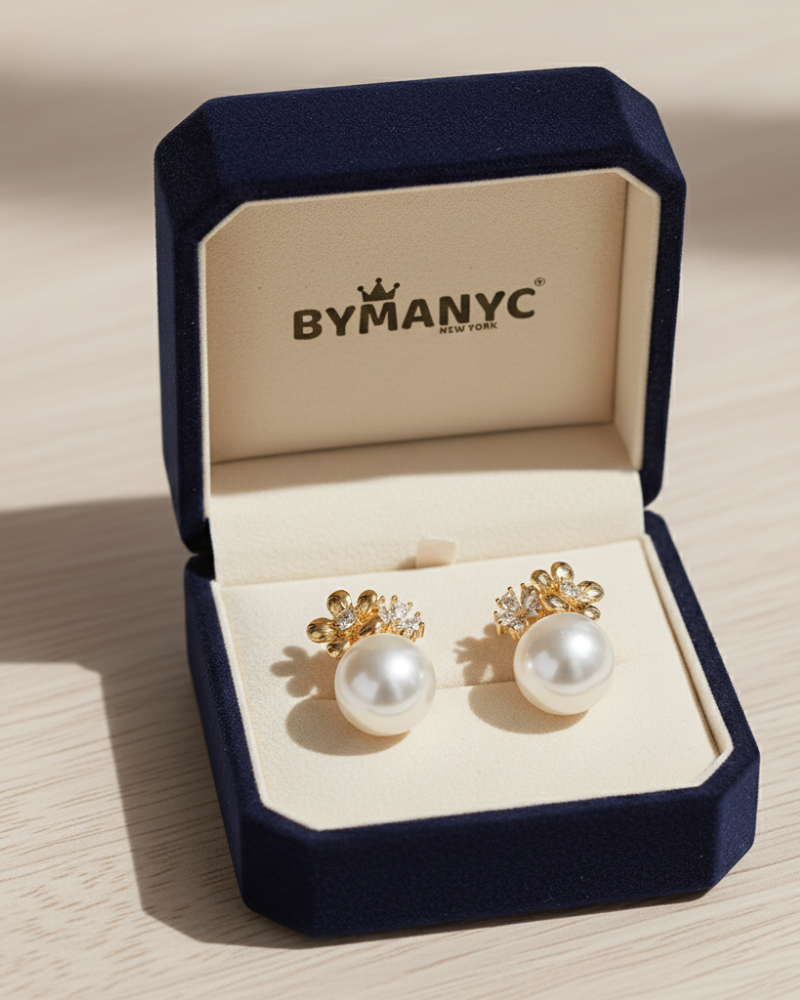 Pearl Stud Earrings Floral Bloom SOHO BYMANYC ® New York-0