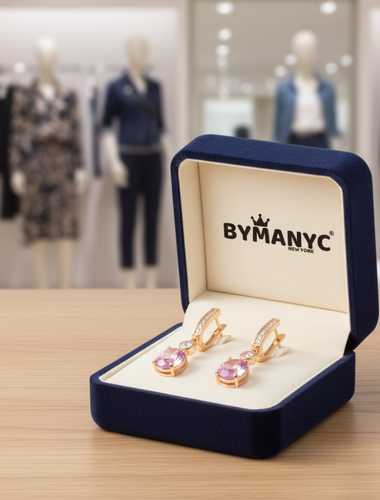 Pink Gem Hoop Earrings Pink Sunset SOHO BYMANYC ® New York-0