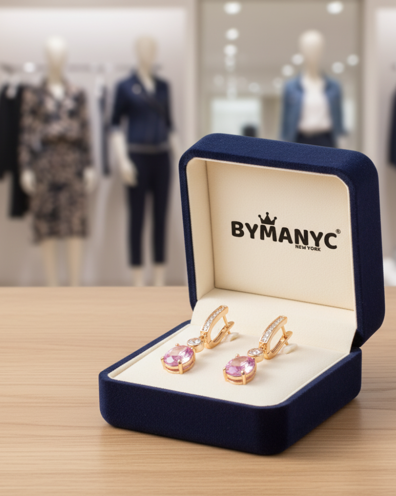 Pink Gem Hoop Earrings Pink Sunset SOHO BYMANYC ® New York-0