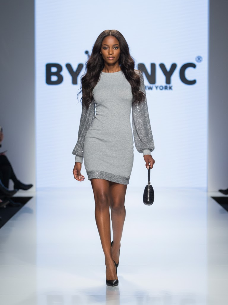Mini vestido gris plateado CHELSEA BYMANYC ® New York