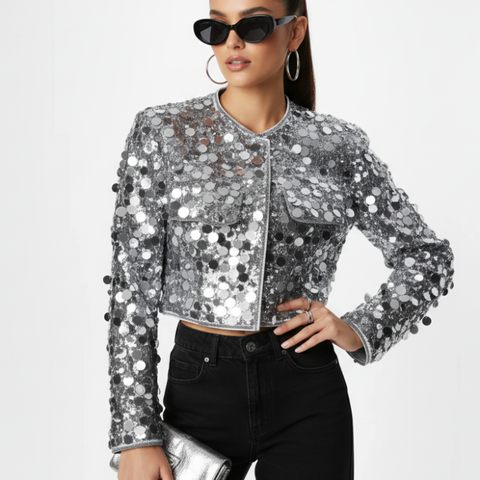 Silver Sequin Jacket For Women, Times Square, BYMANYC New York.-0