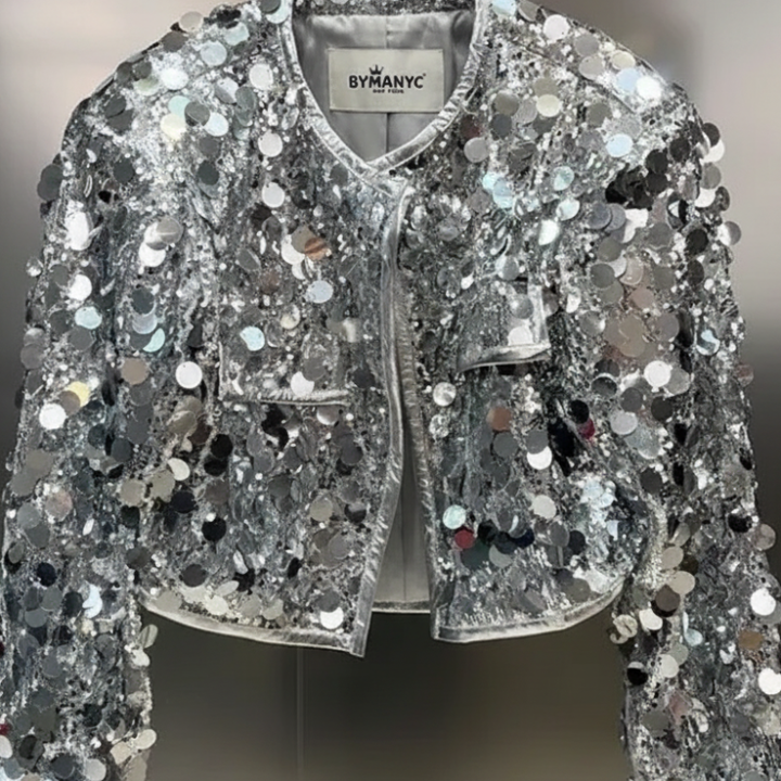 Silver Sequin Jacket For Women, Times Square, BYMANYC New York.-1