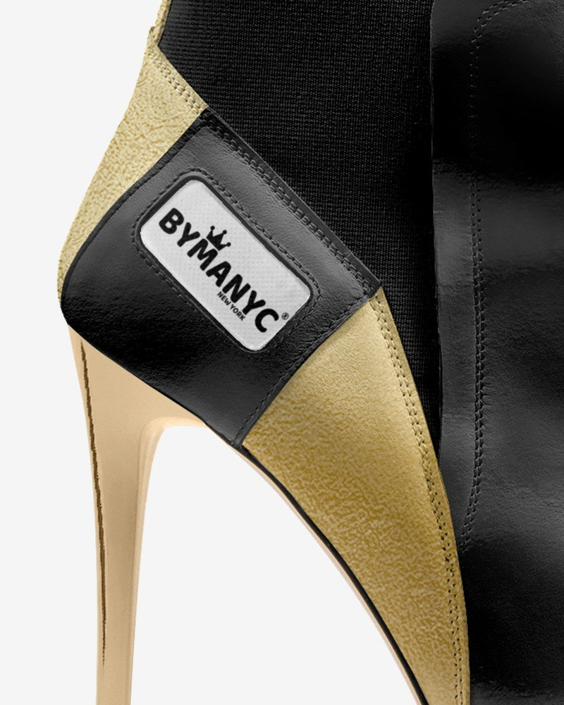 Vegan Heeled Shoe Women BYMANYC ® New York Tribeca Gold Flame-2