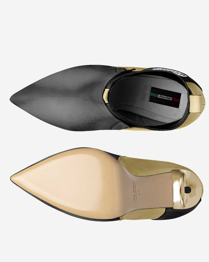 Vegan Heeled Shoe Women BYMANYC ® New York Tribeca Gold Flame-3