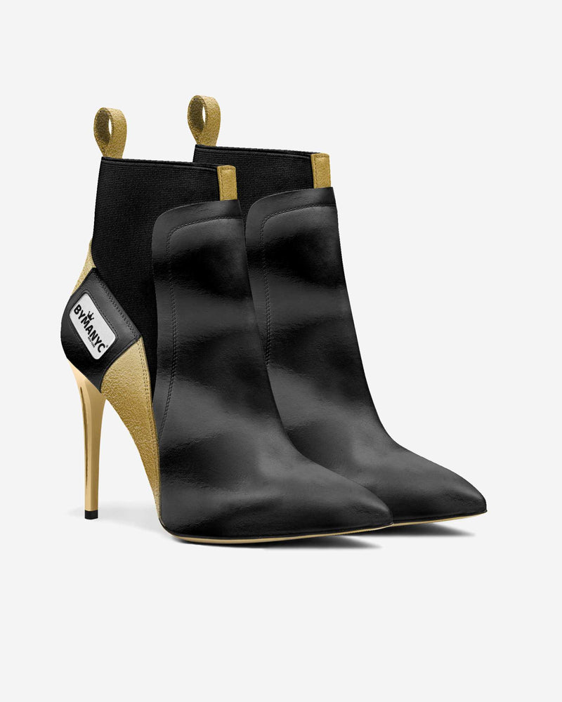 Vegan Heeled Shoe Women BYMANYC ® New York Tribeca Gold Flame-1