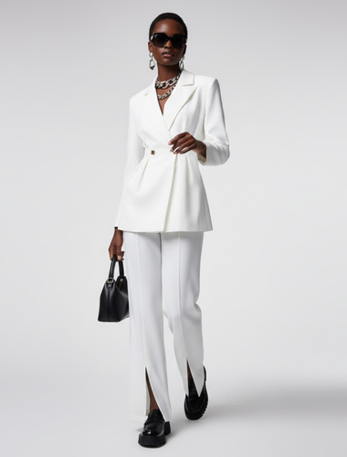 CONJUNTO DE CHAQUETA Y PANTALON BLANCO WILLIAMSBURG: - BYMANYC