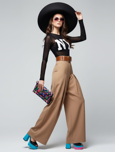 Women's Extra Wide Trousers UPPER EAST SIDE NYFW New Colecction BYMANYC ® New York-0