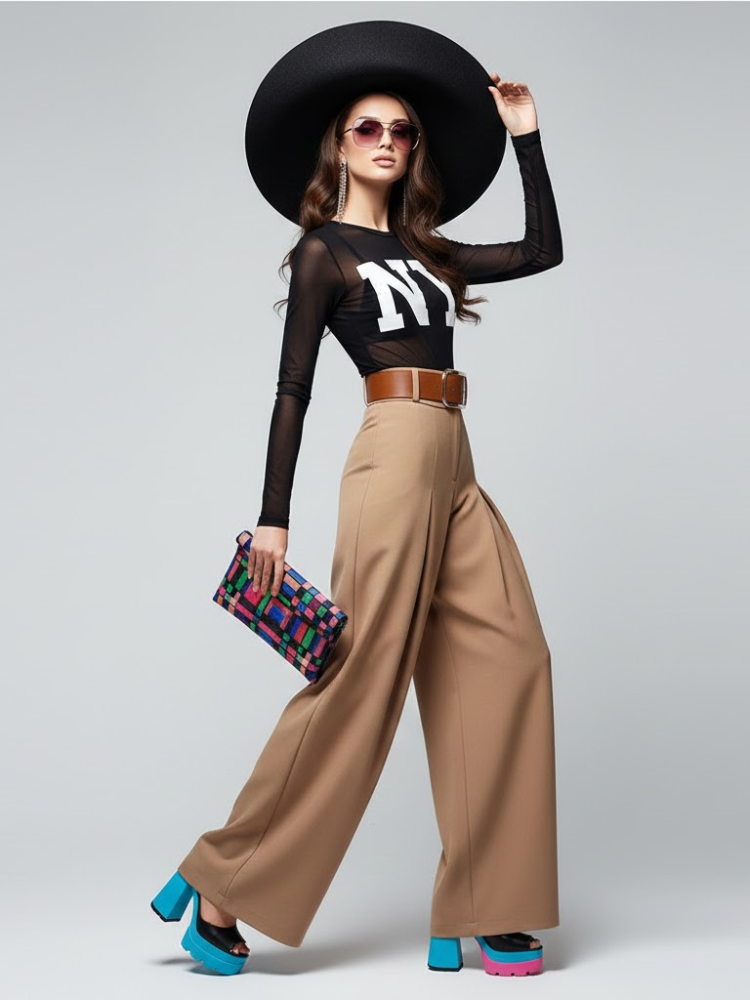 Women's Extra Wide Trousers UPPER EAST SIDE NYFW New Colecction BYMANYC ® New York-0
