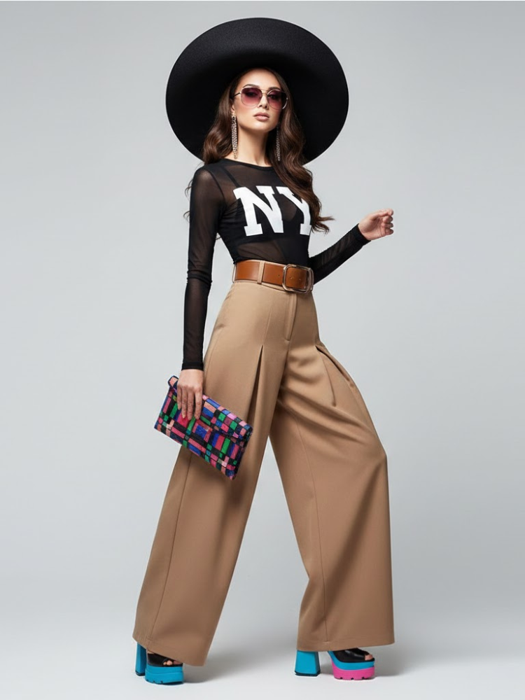 Women's Extra Wide Trousers UPPER EAST SIDE NYFW New Colecction BYMANYC ® New York-1